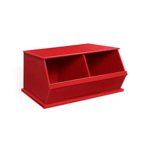 37 in. W x 17 in. H x 19 in. D Red Stackable 2-Storage Cubbies