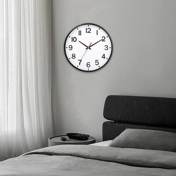 8 inch White and Black Wall Clocks Silent Non Ticking, Battery