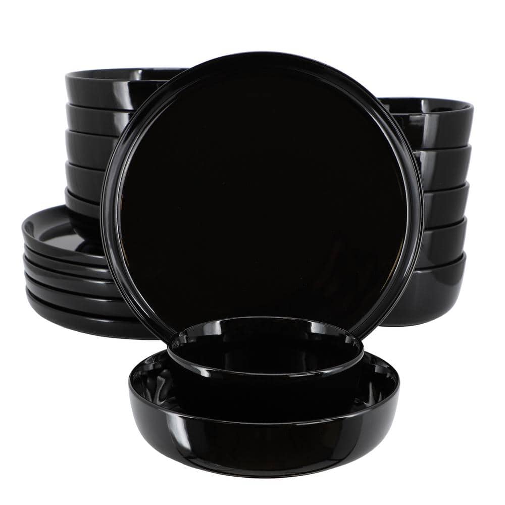 Duncan 18-Piece Porcelain Dinnerware Set in Black