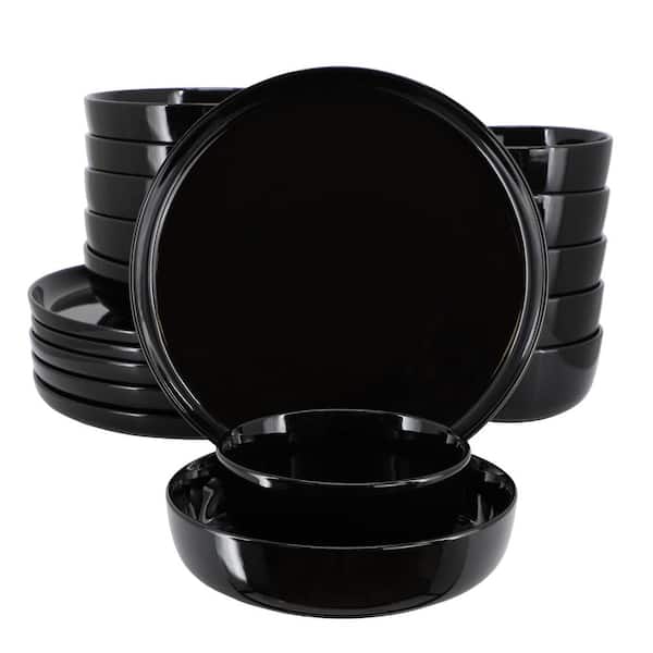 Duncan 18-Piece Porcelain Dinnerware Set in Black