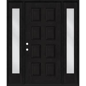 Regency 74 in. x 96 in. 8-Panel RHIS Onyx Stain Mahogany Fiberglass Prehung Front Door with Dbl 14 in. Sidelites