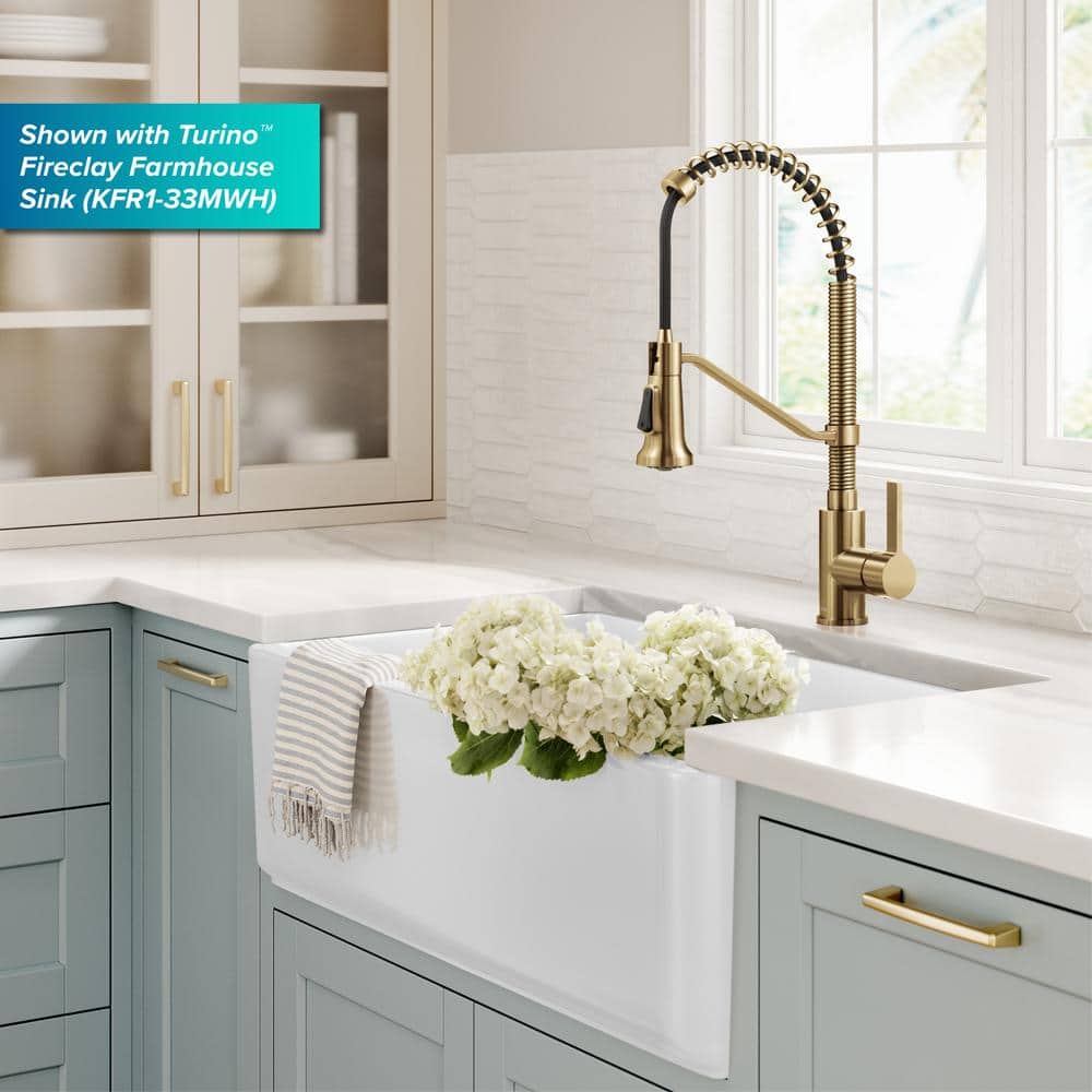 Britt Brushed Brass Pull-down Kitchen Faucet with Spray