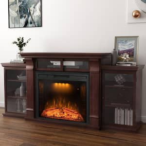 Prismaster 67 in. Freestanding TV Stand for TVs Up to 48 in. with Adjustable Shelves Electric Fireplace