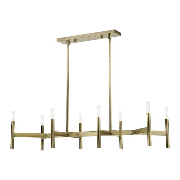 Alden 8-Light Antique Brass Linear Chandelier