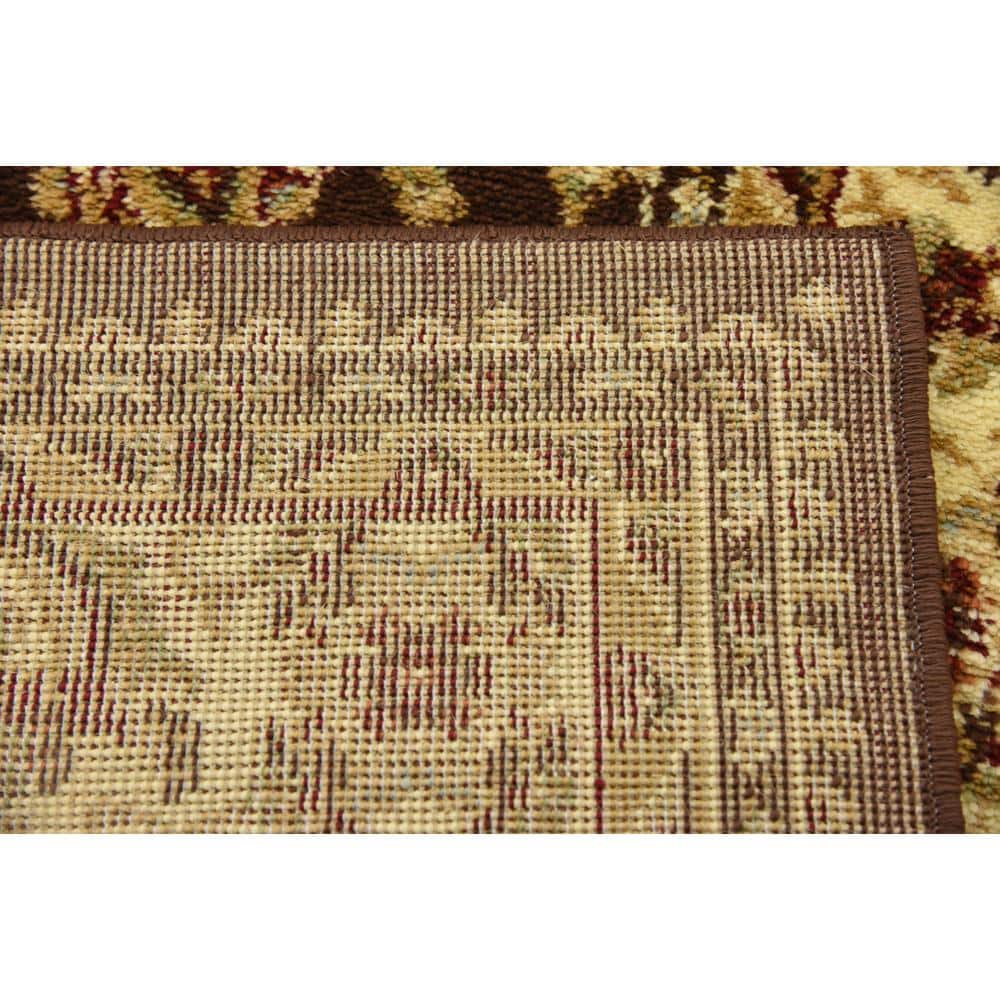 Elegant Floral Essence 6' x 9' Brown Synthetic Area Rug