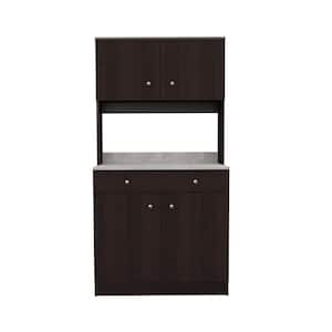 36.02 in. W x 19.69 in. D x 70.87 in. H Ready to Assemble Wood Breakroom Cabinet in Espresso/Stone Finish