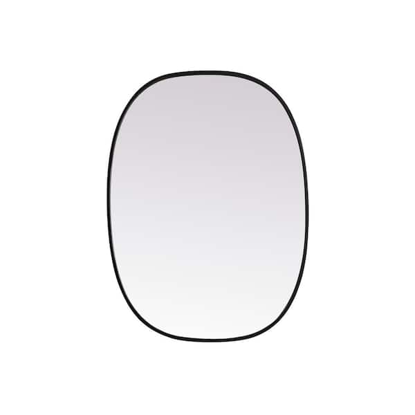 Unbranded Simply Living 27 in. W x 36 in. H Oval Metal Framed Black Mirror