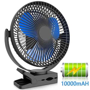8 in. 4 fan speeds Desk Fan in Blue with Strong Airflow Sturdy Clamp for Office Desk Golf Car Outdoor Travel Camping