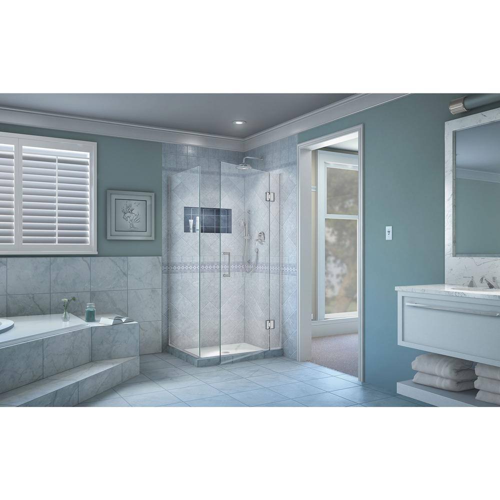 Unidoor-X 36" Clear Glass Frameless Hinged Shower Enclosure