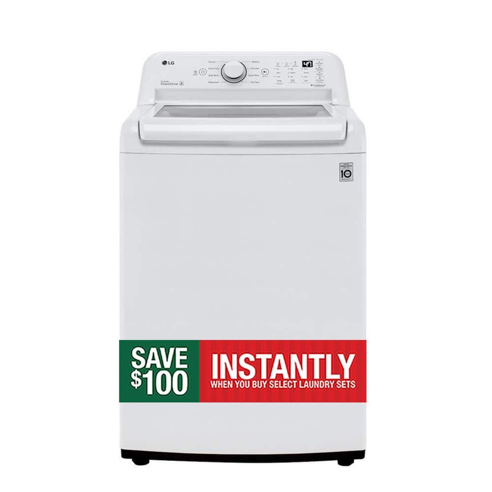 LG 4.3 Cu. Ft. Top Load Washer in White with 4-Way Agitator, NeveRust Drum, and TurboDrum Technology