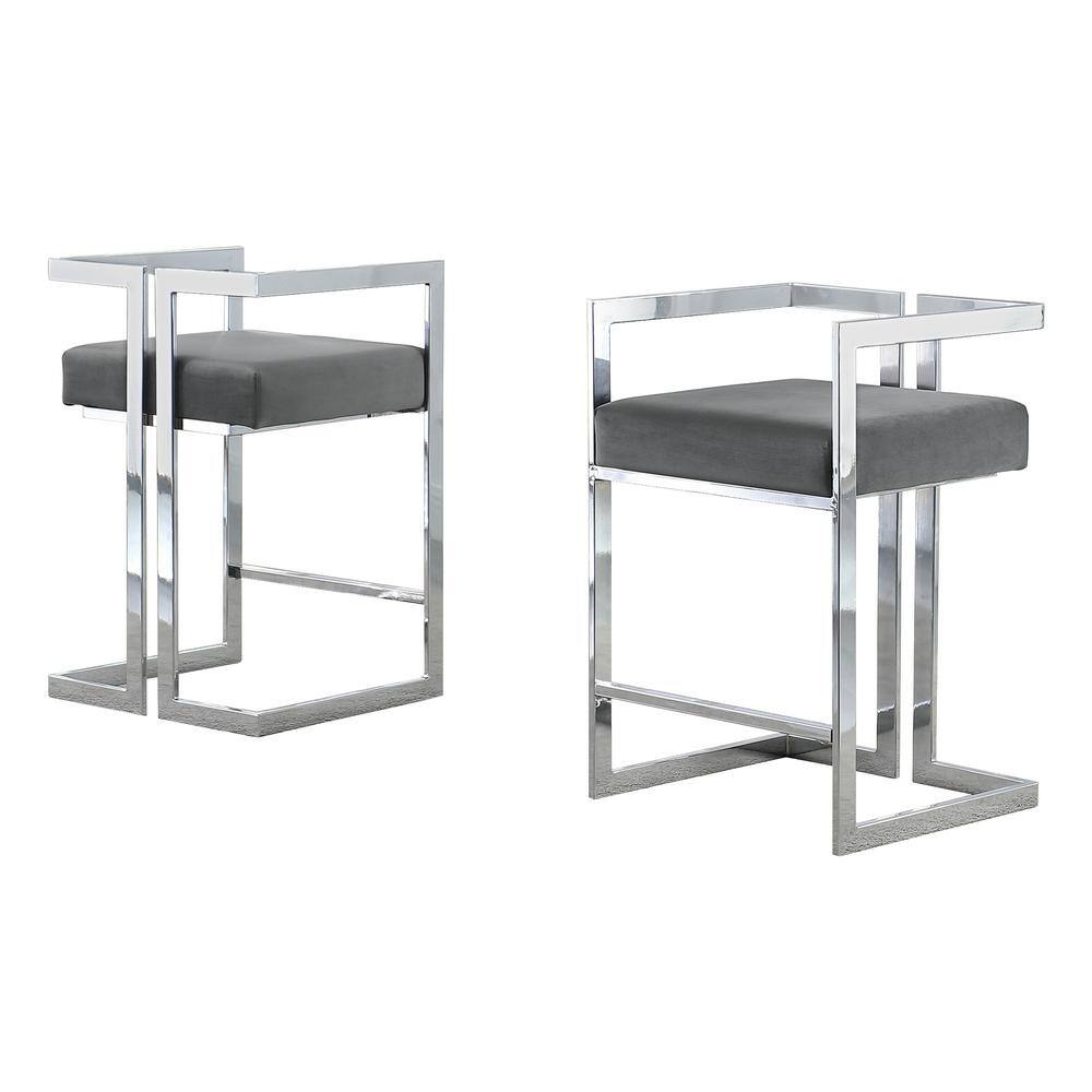 Best Quality Furniture Elsa 24 in. H Dark Gray Velvet Upholstered Low