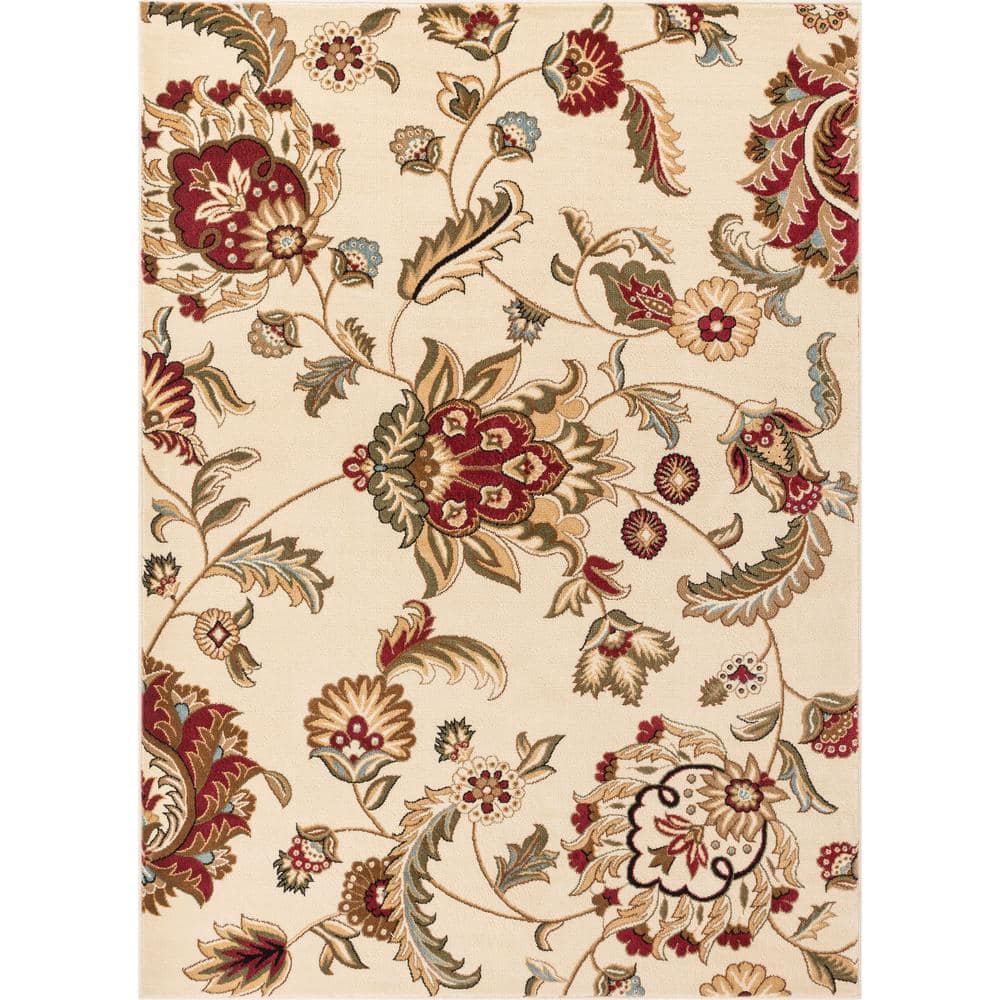 Well Woven Barclay Ashley Oriental Ivory Floral Area Rug 2'3 X 7'3 Runner