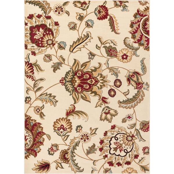 Photo 1 of Barclay Ashley Oriental Ivory 8 ft. x 10 ft. Country and Floral Area Rug