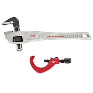 14 in. Aluminum Offset Pipe Wrench with 3-1/2 in. Quick Adjust Copper Tubing Cutter (2-PC)