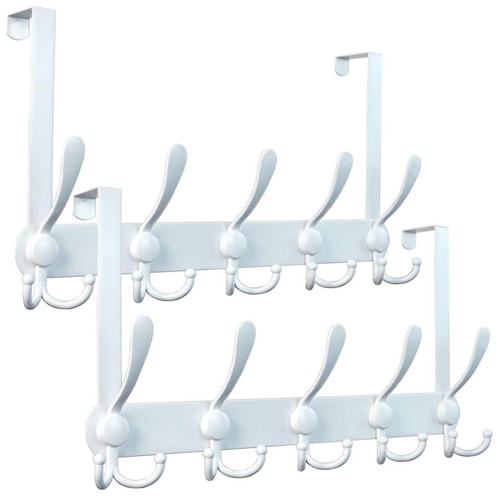 15.3 in. Heavy Duty Over The Door Hooks for Hanging Clothes Hat Towel, White (2-Pack) price history on PriceWatchPro