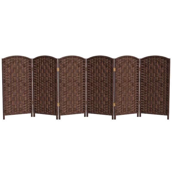3 ft. Short Diamond Weave Fiber Folding Screen - Dark Mocha - 6 Panel