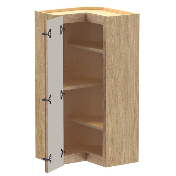 Washington 24 in. W x 24 in. D x 42 in. H Assembled Plywood Wall Kitchen Corner Cabinet in Vanguard Oak with Shelves