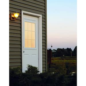 32 in. x 80 in. Internal Blinds/Grilles Right-Hand 1/2 Lite 2-Panel Clear Primed Fiberglass Smooth Prehung Front Door