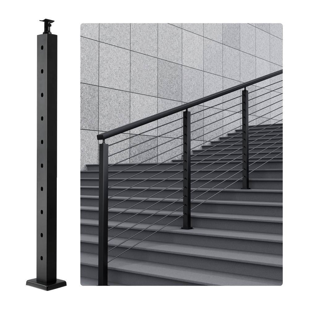 VEVOR Cable Railing Post 36 in. L x 2 in. W x 2 in. H Steel 30° Hole Stair Railing Post SUS304