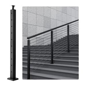 Cable Railing Post 36 in. L x 2 in. W x 2 in. H Steel 30° Hole Stair Railing Post SUS304 Stainless Steel Rail Post