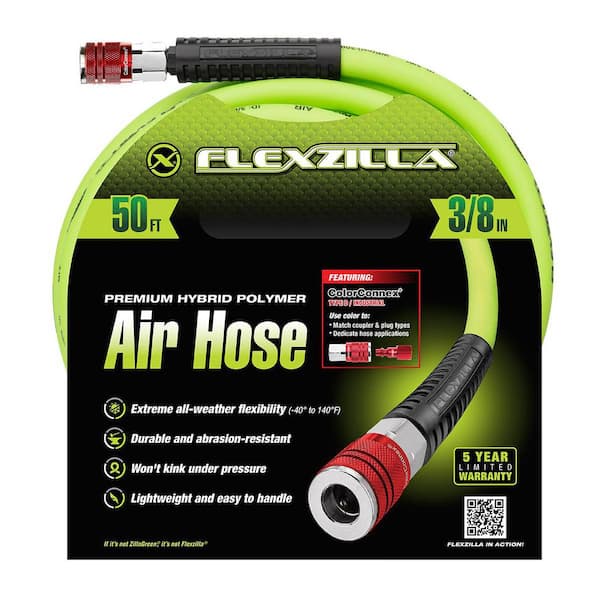 3-Piece Air Hose Kit, 3/8 in. x 50 ft., with Color Connex Coupler and Plug, Type D, Red