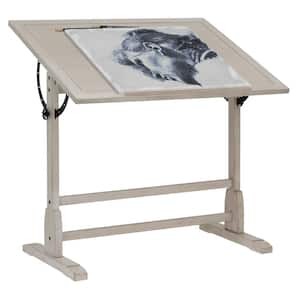 Vintage 42 in. Wide Rectangular Coastal Wash Drawing/Draft.ing Wood Table/Desk with Adjustable Top