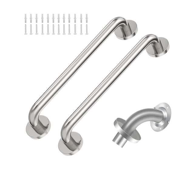 Unbranded 19 in. L x 1.25 in. D Grab Bar for Bathtub & Shower, Stainless Steel, Safety, Disabled & Senior Chrome Polished 2 Pack