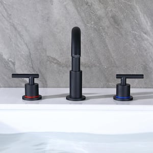 8 in. W spread Deck Mount 2-Handle Bathroom Faucet in Matte Black