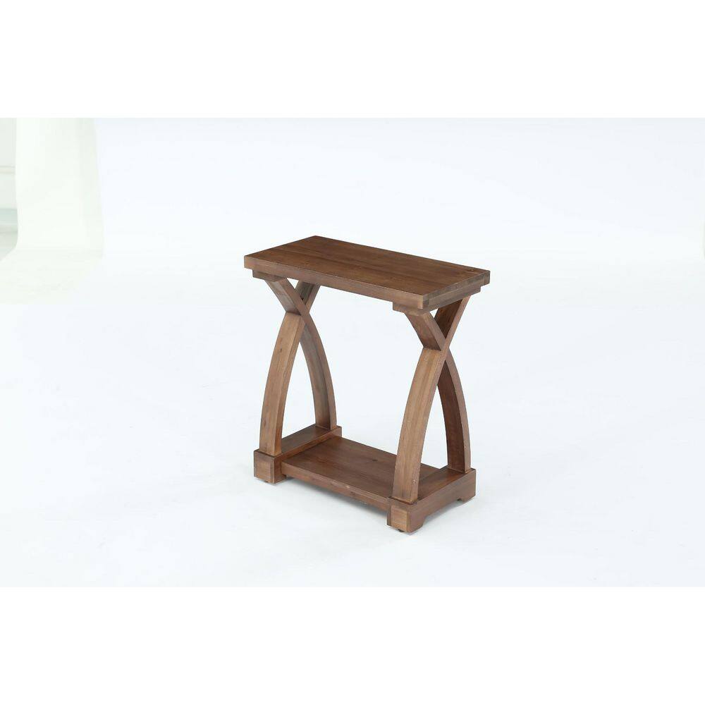 Brown 23.62 in. Solid Wood Rectangle End Table with Storage Shelf, 2-Tier Side Table with X-Legs Design for Living Room price history on PriceWatchPro