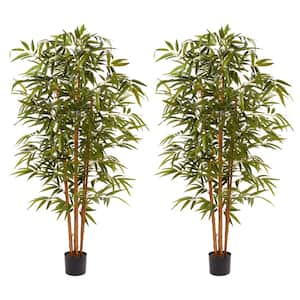 6 ft. Artificial Bamboo Trees with Adjustable Leaves (Set of 2)