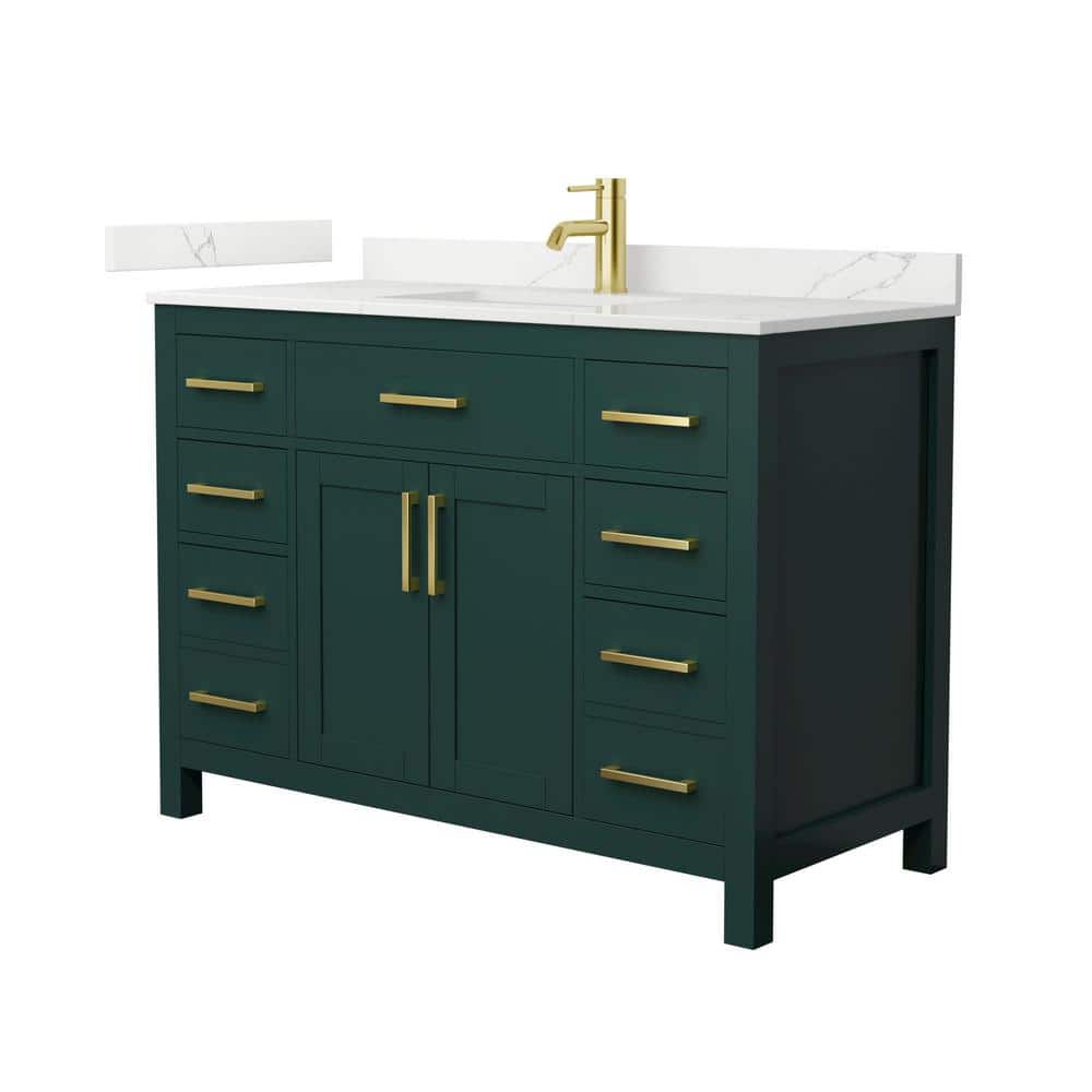 Reviews for Wyndham Collection Beckett 48 in. Single Freestanding Green ...