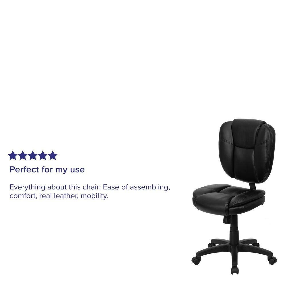 Ergonomic Mid-Back Black LeatherSoft Swivel Task Chair with Synchro Tilt