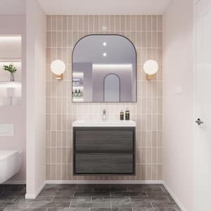 Sage 29.5 in. W Bath Vanity in Gray Oak with Reinforced Acrylic Vanity Top in White with White Basin