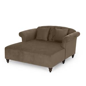 Ackland Brown and Dark Espresso Tufted Double Chaise Lounge with Accent Pillows