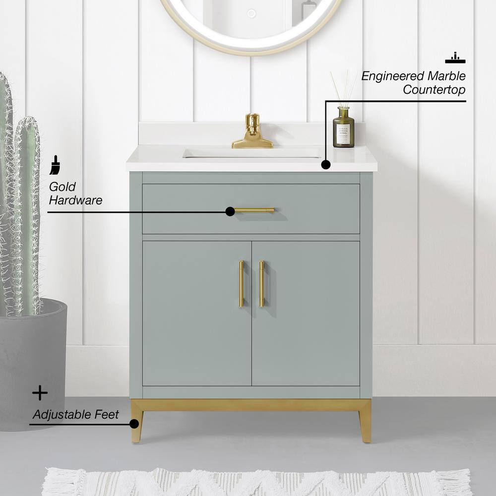 Sage Green 30" Single Sink Vanity with Marble Top