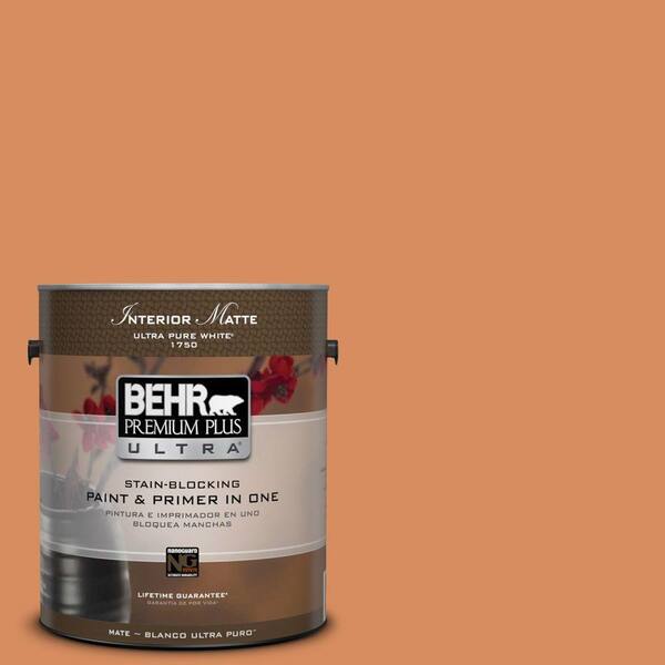 BEHR Premium Plus Ultra 1 gal. #M220-6 Pumpkin Puree Matte Interior Paint and Primer in One