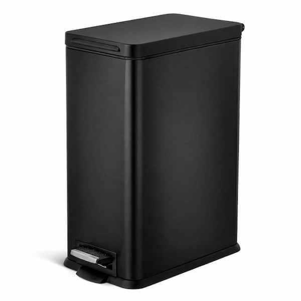 Home Zone Living 7.9 Gal. Matte Black Slim Rectangular Step-On