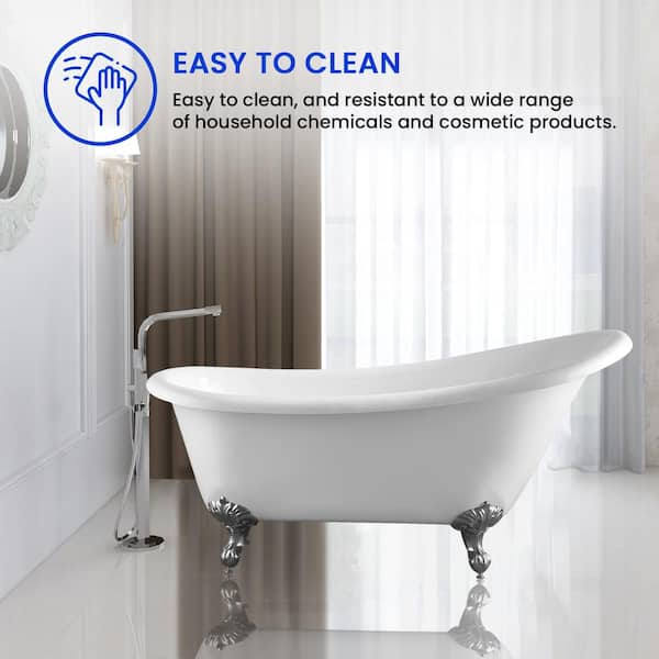 Vanity Art Toulouse 67 in. Acrylic Clawfoot Freestanding Bathtub in White