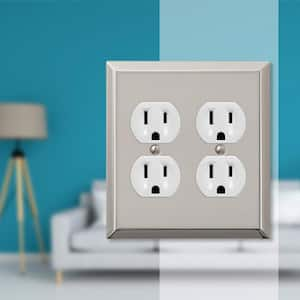 Metallic 2 Gang Duplex Outlet Steel Wall Plate - Polished Nickel