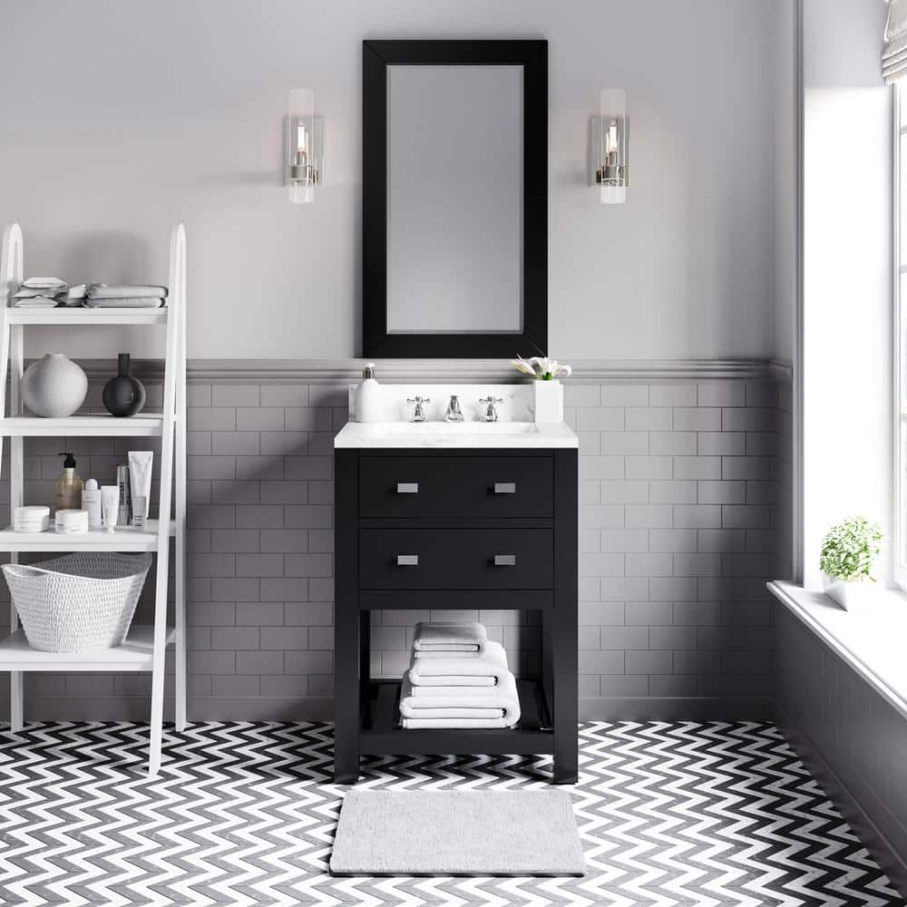 24 in. W x 21.5 in. D Vanity in Espresso with Marble Vanity Top in Carrara White and Chrome Faucet price history on PriceWatchPro