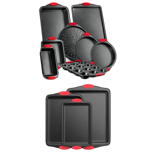 NutriChef 3-Pcs Carbon Steel Bakeware Set and 8-Pcs Carbon Steel Pan Set