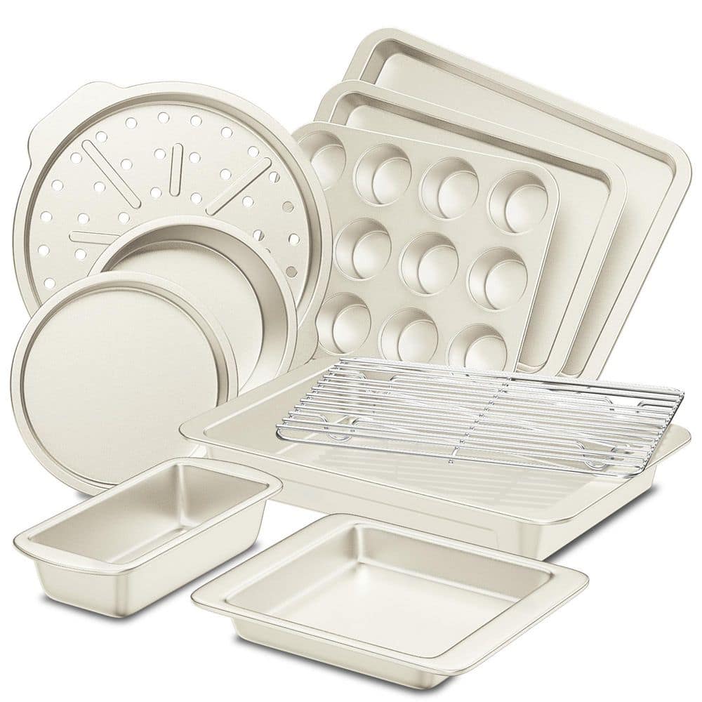 Wudkey 10-Piece Bakeware Set, Including Rack, Cookie Sheet, Cake Pans ...