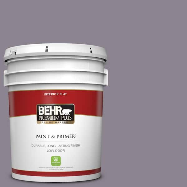 BEHR PREMIUM PLUS 5 gal. #670F-5 Gothic Amethyst Flat Low Odor Interior Paint & Primer