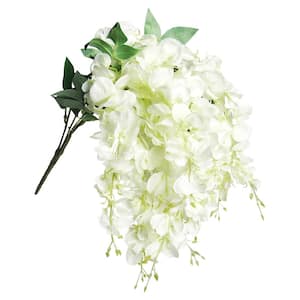 30 in. Cream White Artificial Wisteria Flower Stem Hanging Spray Bush (Set of 2)