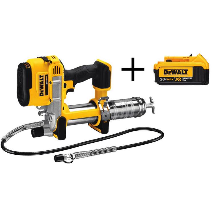 DEWALT 20V MAX Cordless 10,000 PSI Variable Speed Grease Gun and (1) 20V MAX Premium Lithium-Ion 4.0Ah Battery