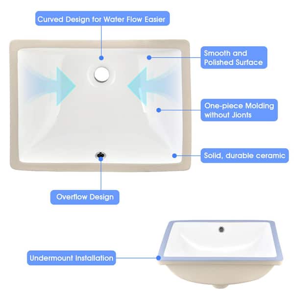YASINU 36 in. W x 22 in. D Engineered Stone Composite White