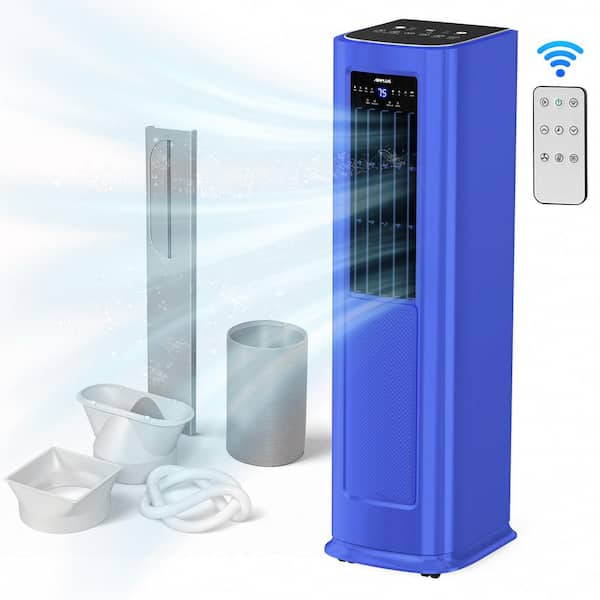 4in1 Portable Air Conditioner Cools 9,000 (DOE) BTU, 800 sq.ft. with Heat, Dehum, Control, Drain Free, Auto Speed (Blue)