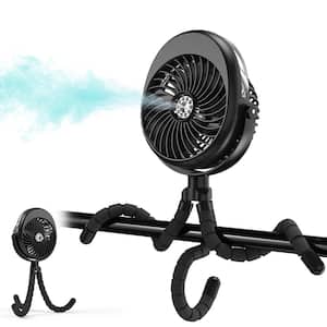 2500mAh Battery Powered Personal Misting Fan in Black, with Flexible Tripod, 3 Speed 270° & 360° Rotatable