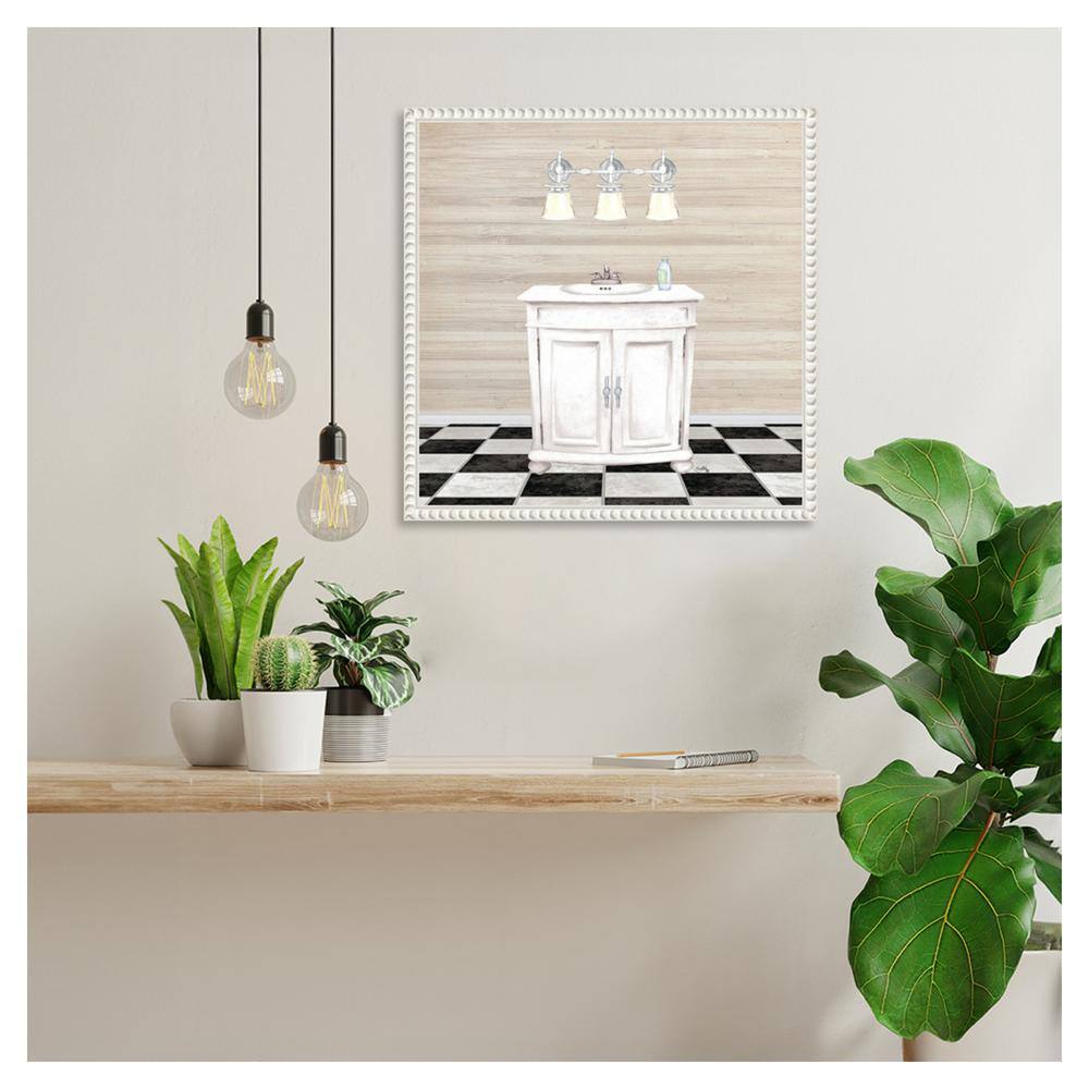 Elizabeth Medley White Canvas Bathroom Wall Art with Quote