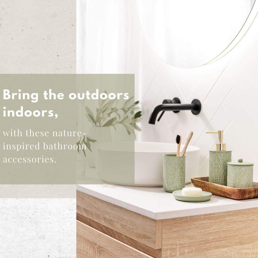 Virtune 4-Piece Matte Green Ceramic Bathroom Accessories Set